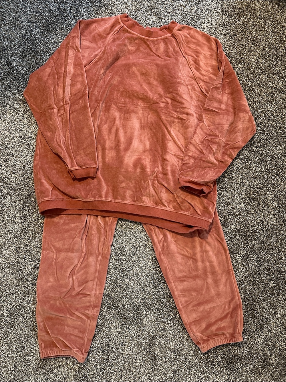 aerie Velour Sweatshirt & Jogger Set - Rust